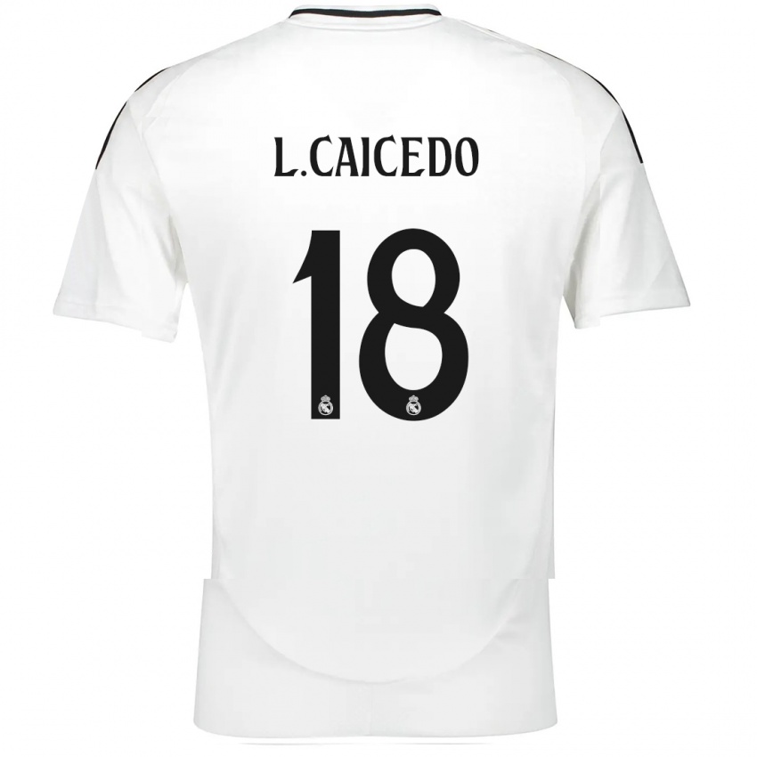 Homem Camisola Linda Caicedo #18 Branco Principal 2024/25 Camisa