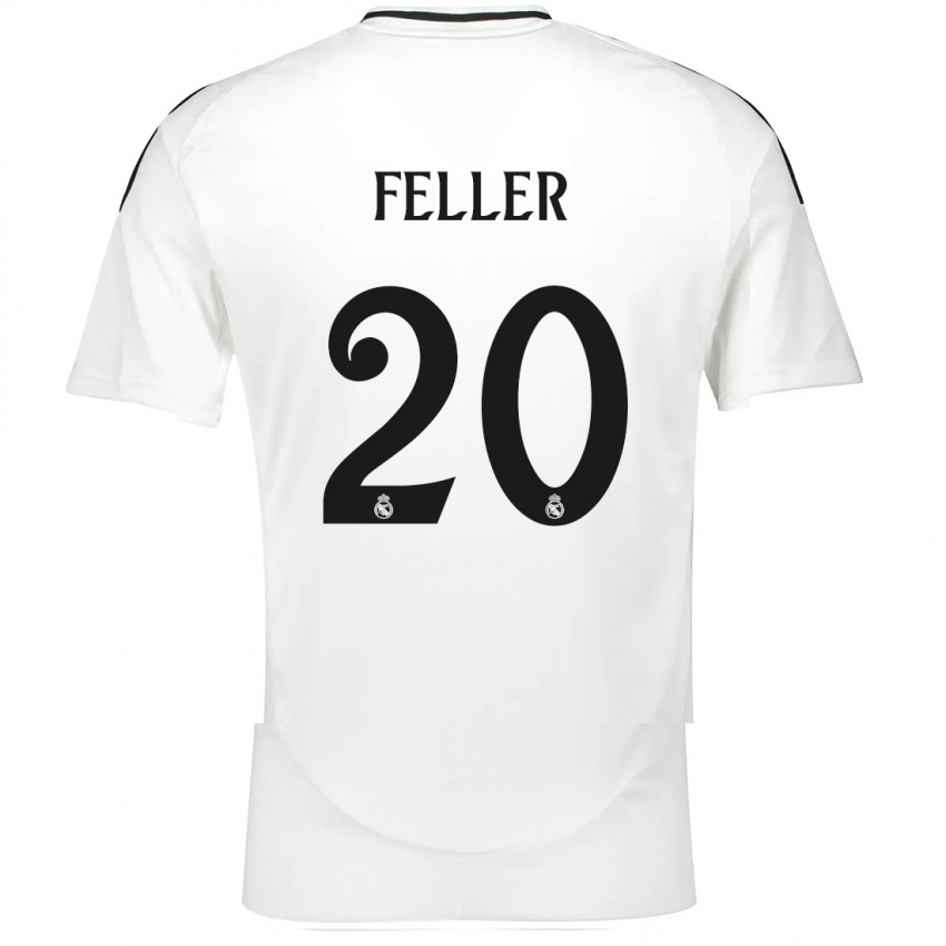 Homem Camisola Naomie Feller #20 Branco Principal 2024/25 Camisa