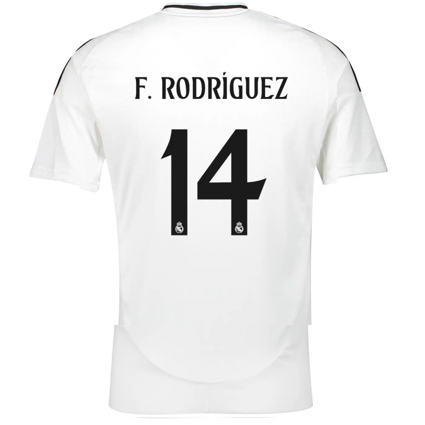 Homem Camisola Fer Rodríguez #14 Branco Principal 2024/25 Camisa