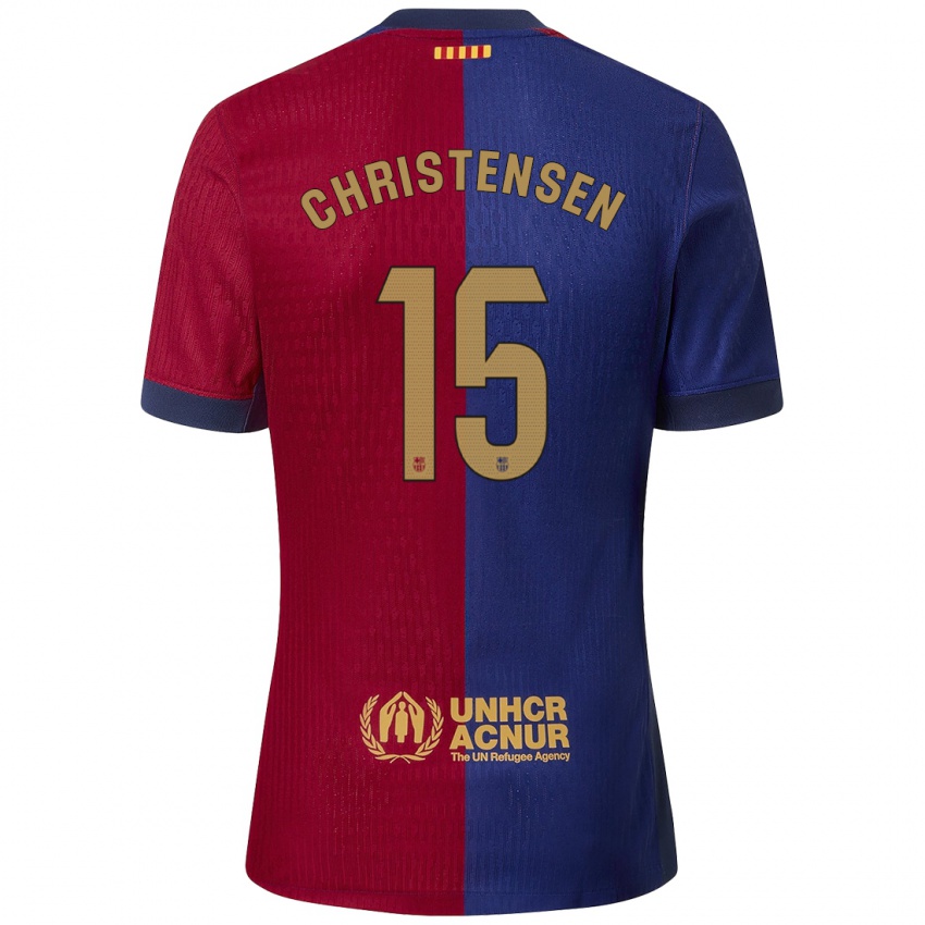 Homem Camisola Andreas Christensen #15 Azul Vermelho Principal 2024/25 Camisa