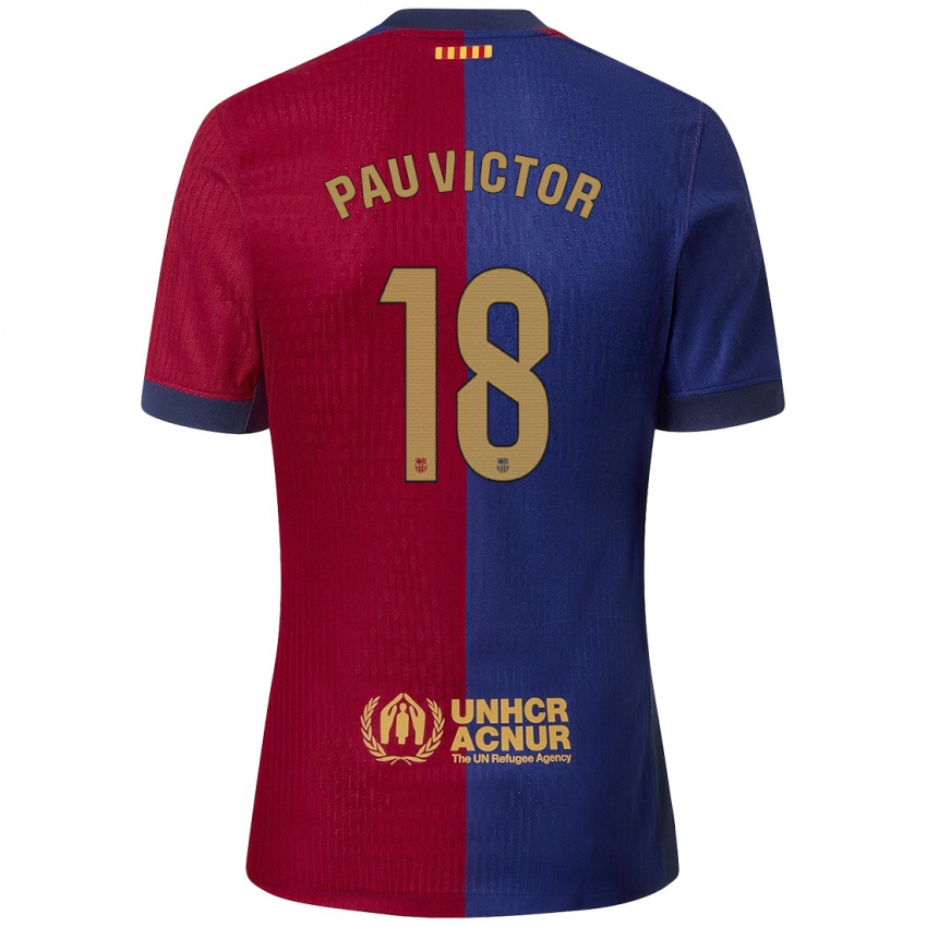 Homem Camisola Pau Víctor #18 Azul Vermelho Principal 2024/25 Camisa