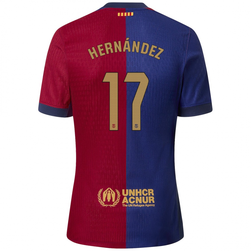 Homem Camisola Juan Hernández #17 Azul Vermelho Principal 2024/25 Camisa