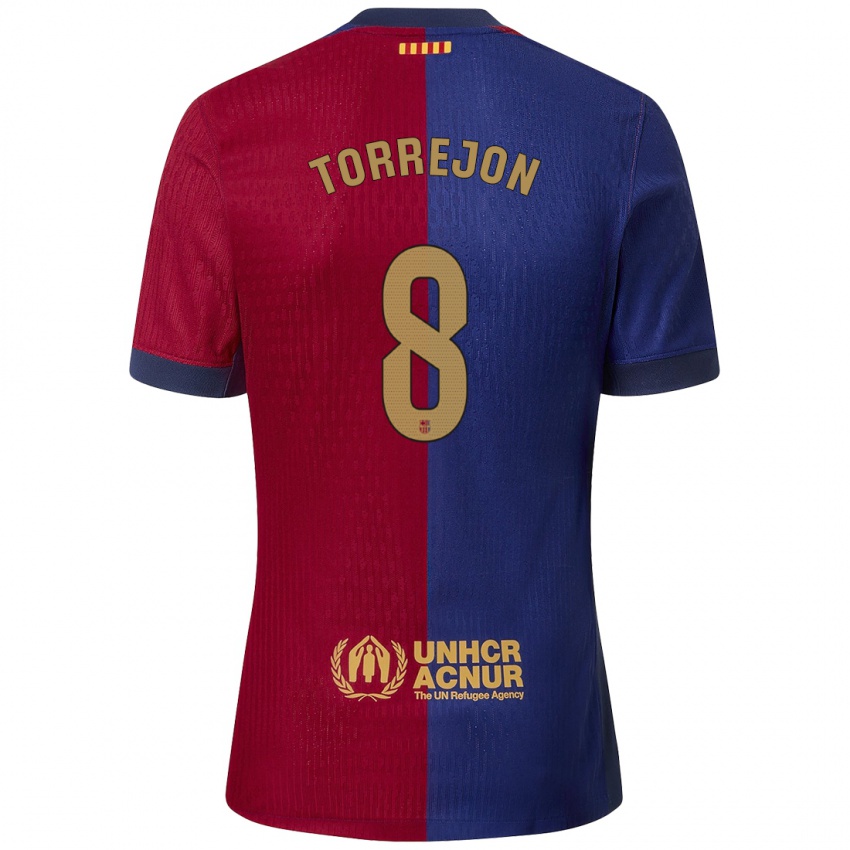 Homem Camisola Marta Torrejón #8 Azul Vermelho Principal 2024/25 Camisa