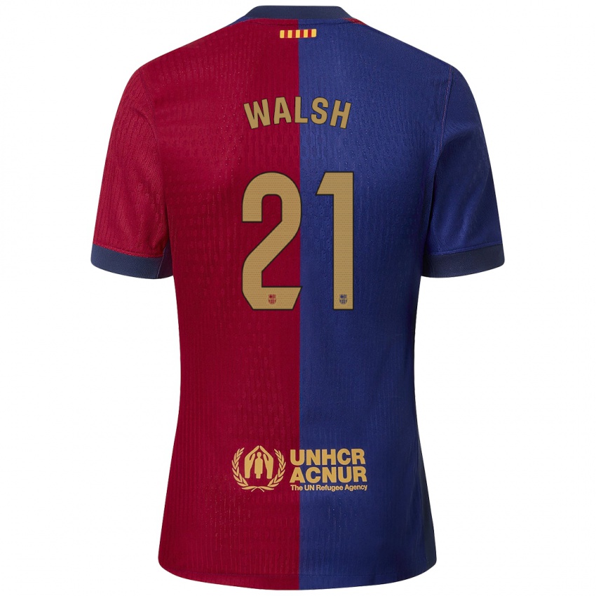 Homem Camisola Keira Walsh #21 Azul Vermelho Principal 2024/25 Camisa