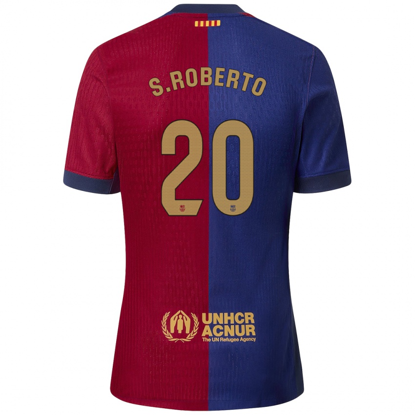 Homem Camisola Sergi Roberto #20 Azul Vermelho Principal 2024/25 Camisa