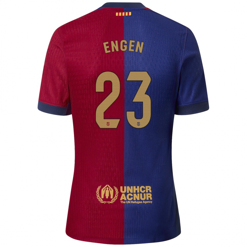 Homem Camisola Ingrid Engen #23 Azul Vermelho Principal 2024/25 Camisa