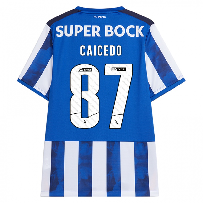 Homem Camisola Brayan Caicedo #87 Azul Azul Principal 2024/25 Camisa