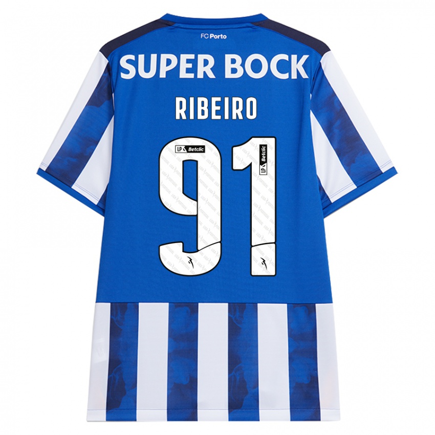 Homem Camisola Gonçalo Ribeiro #91 Azul Azul Principal 2024/25 Camisa