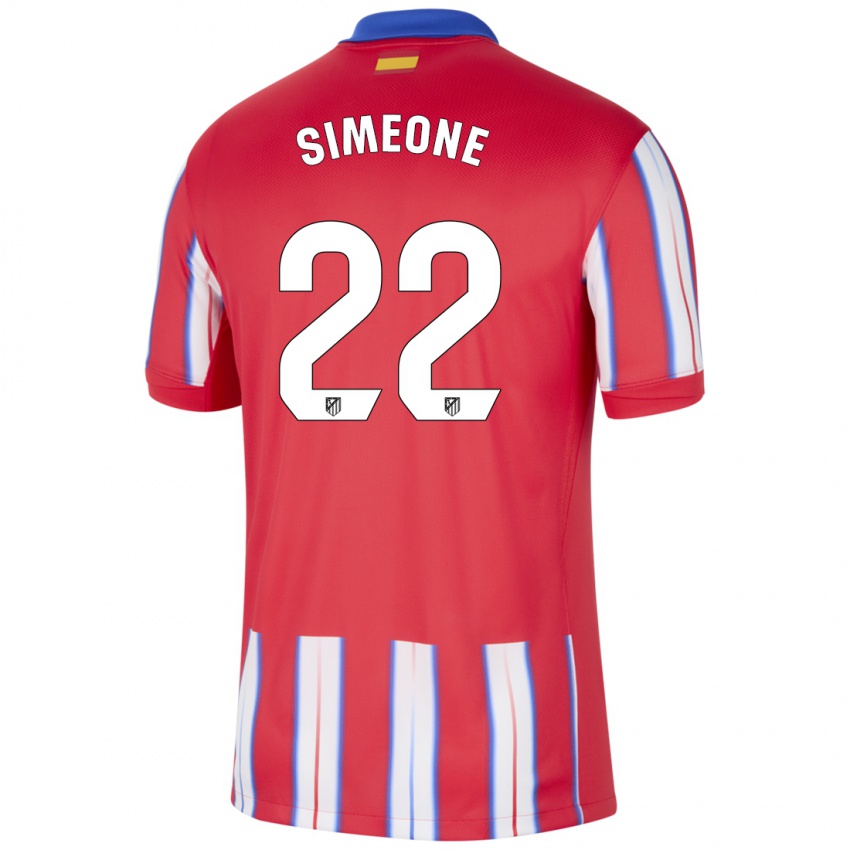 Homem Camisola Giuliano Simeone #22 Azul Vermelho Branco Principal 2024/25 Camisa