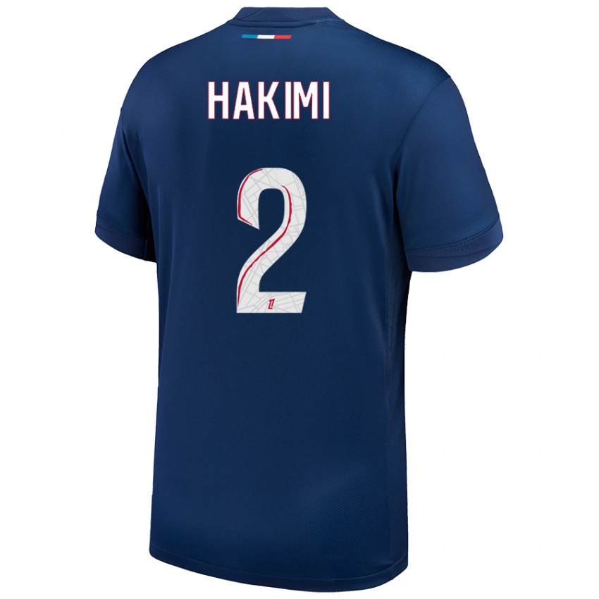 Homem Camisola Achraf Hakimi #2 Azul Marinho Branco Principal 2024/25 Camisa