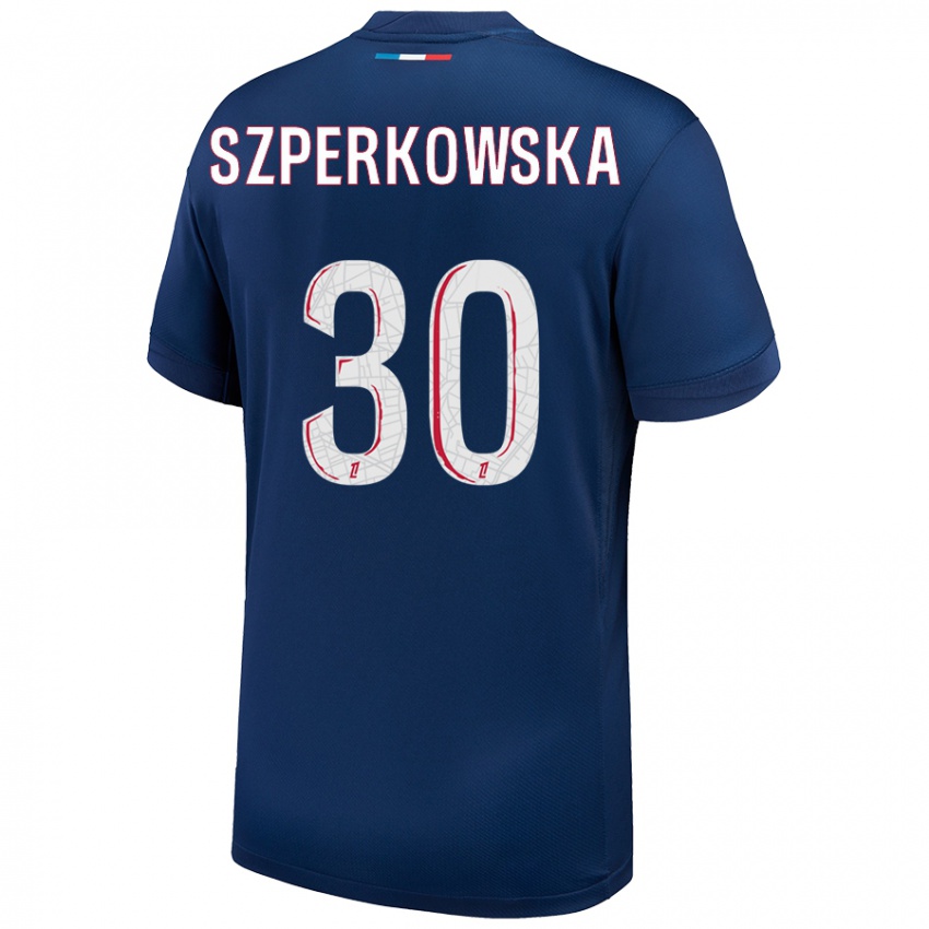 Homem Camisola Oliwia Szperkowska #30 Azul Marinho Branco Principal 2024/25 Camisa