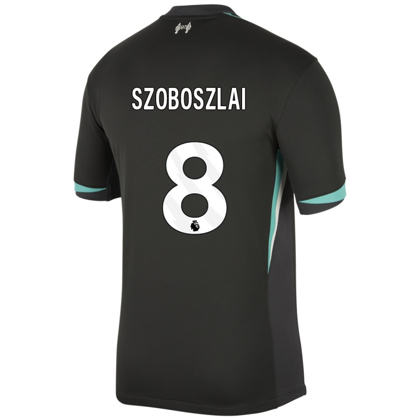 Homem Camisola Dominik Szoboszlai #8 Preto Antracite Branco Alternativa 2024/25 Camisa