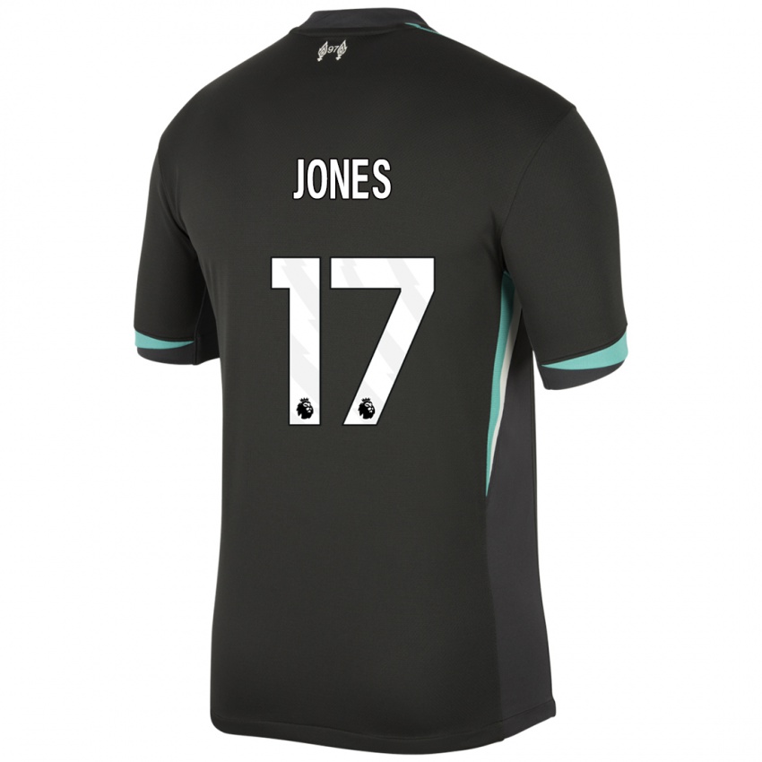 Homem Camisola Curtis Jones #17 Preto Antracite Branco Alternativa 2024/25 Camisa