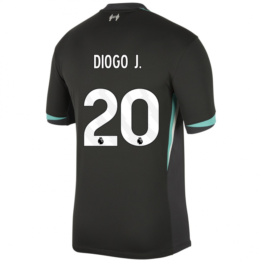 Homem Camisola Diogo Jota #20 Preto Antracite Branco Alternativa 2024/25 Camisa