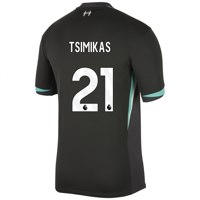 Homem Camisola Konstantinos Tsimikas #21 Preto Antracite Branco Alternativa 2024/25 Camisa