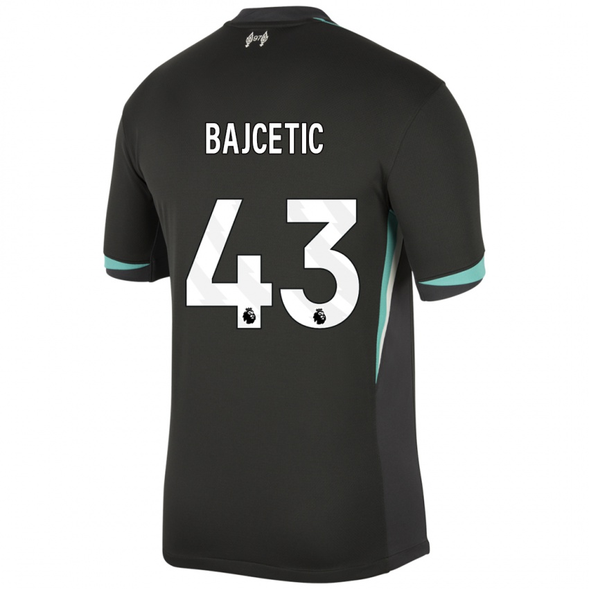 Homem Camisola Stefan Bajcetic #43 Preto Antracite Branco Alternativa 2024/25 Camisa