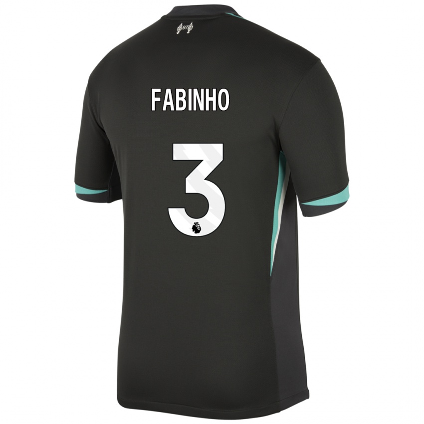 Homem Camisola Fabinho #3 Preto Antracite Branco Alternativa 2024/25 Camisa