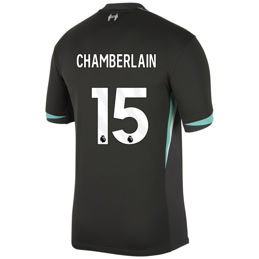 Homem Camisola Alex Oxlade Chamberlain #15 Preto Antracite Branco Alternativa 2024/25 Camisa