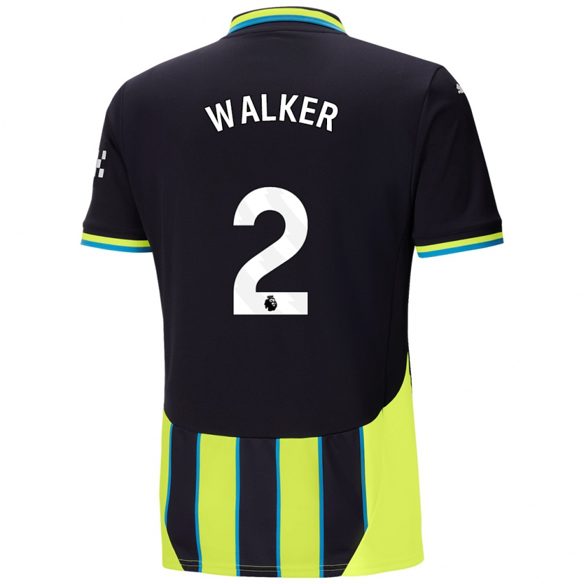 Homem Camisola Kyle Walker #2 Azul Amarelo Alternativa 2024/25 Camisa