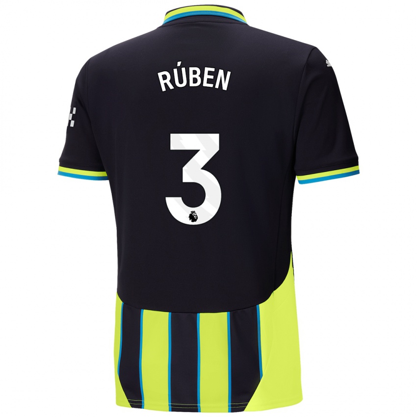 Homem Camisola Rúben Dias #3 Azul Amarelo Alternativa 2024/25 Camisa