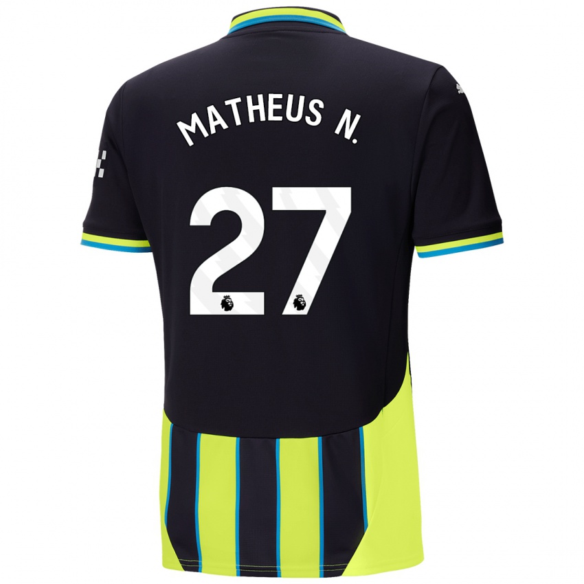 Homem Camisola Matheus Nunes #27 Azul Amarelo Alternativa 2024/25 Camisa