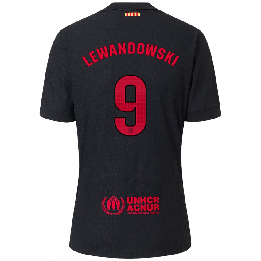 Homem Camisola Robert Lewandowski #9 Vermelho Preto Alternativa 2024/25 Camisa