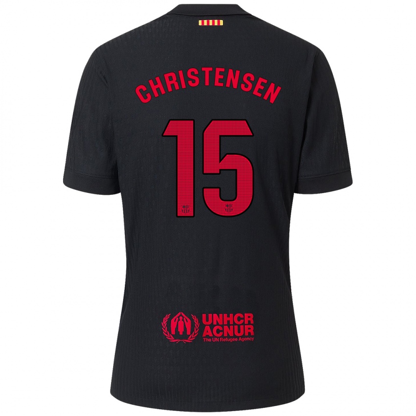 Homem Camisola Andreas Christensen #15 Vermelho Preto Alternativa 2024/25 Camisa