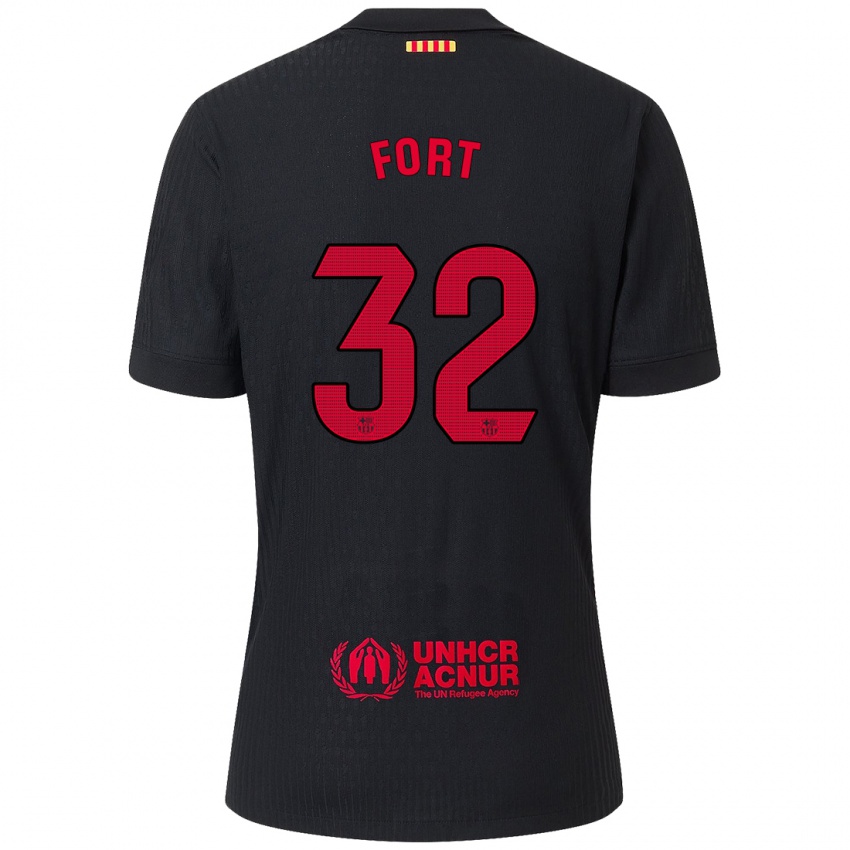 Homem Camisola Héctor Fort #32 Vermelho Preto Alternativa 2024/25 Camisa