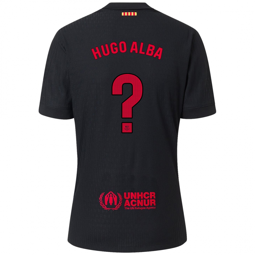 Homem Camisola Hugo Alba #0 Vermelho Preto Alternativa 2024/25 Camisa