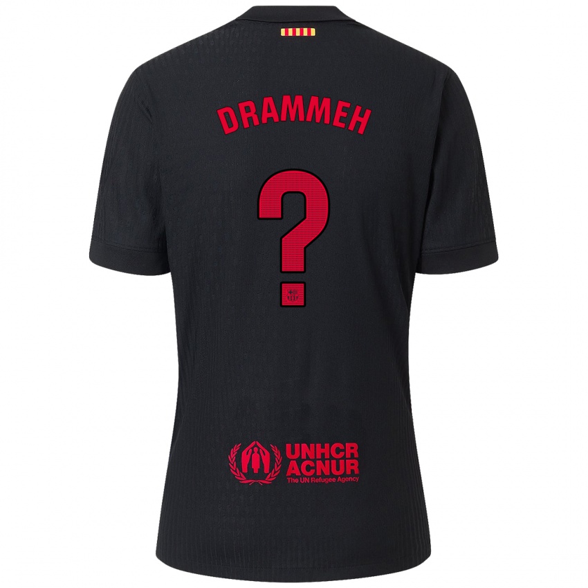 Homem Camisola Alieu Drammeh #0 Vermelho Preto Alternativa 2024/25 Camisa