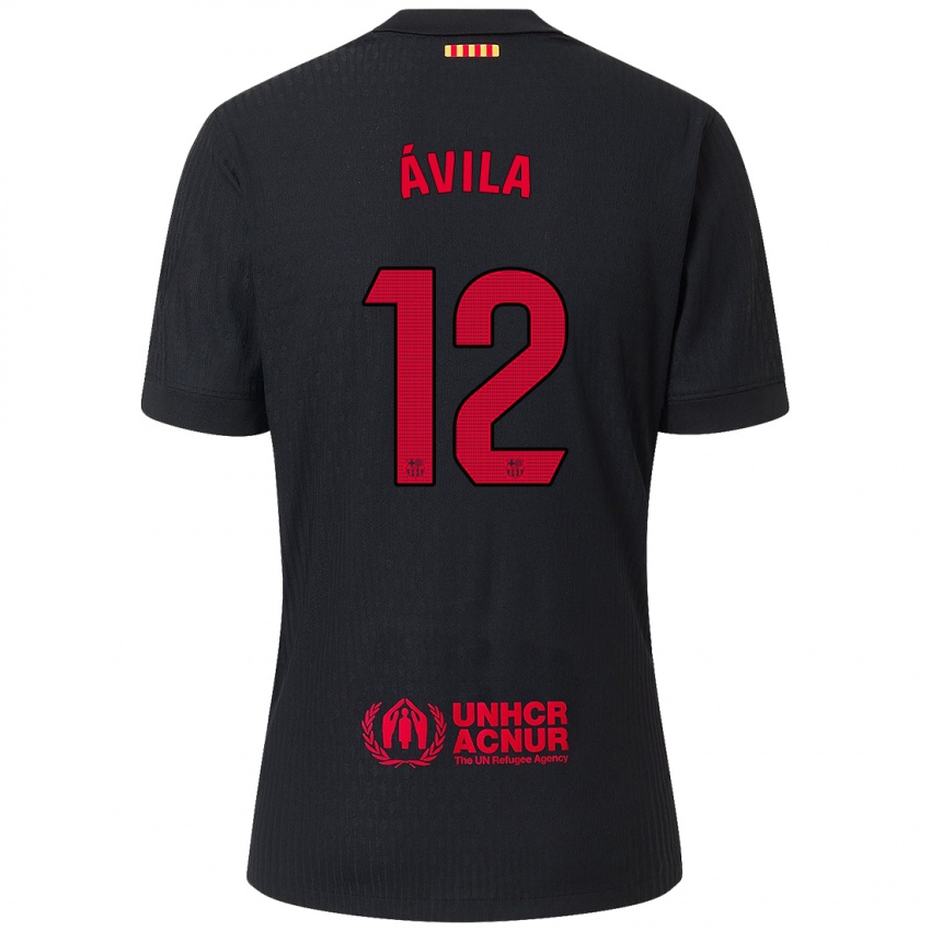 Homem Camisola Dani Ávila #12 Vermelho Preto Alternativa 2024/25 Camisa