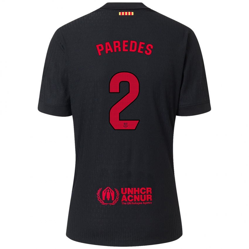 Homem Camisola Irene Paredes #2 Vermelho Preto Alternativa 2024/25 Camisa