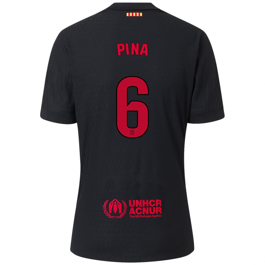 Homem Camisola Claudia Pina #6 Vermelho Preto Alternativa 2024/25 Camisa