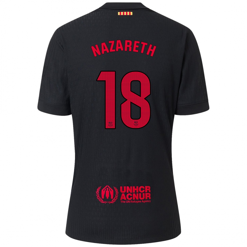 Homem Camisola Kika Nazareth #18 Vermelho Preto Alternativa 2024/25 Camisa