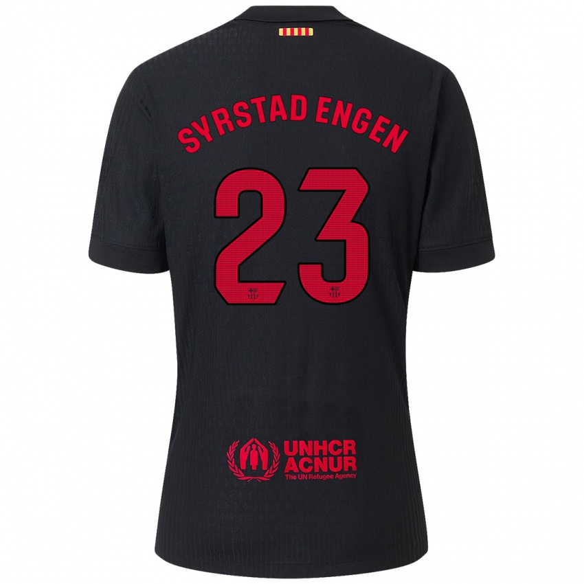 Homem Camisola Ingrid Syrstad Engen #23 Vermelho Preto Alternativa 2024/25 Camisa