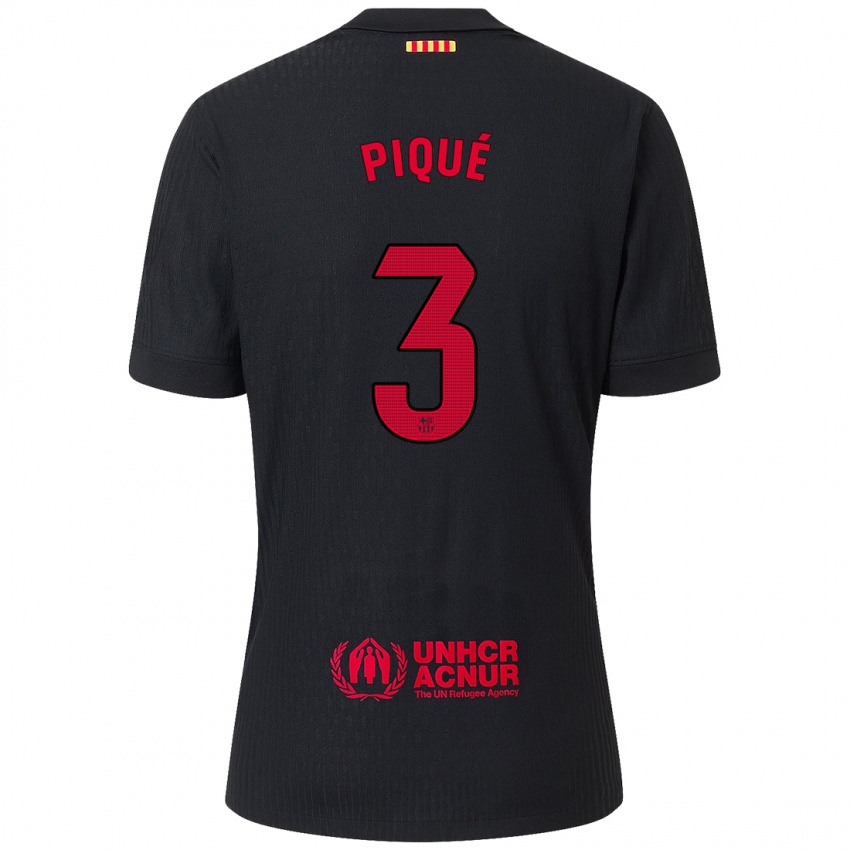 Homem Camisola Gerard Pique #3 Vermelho Preto Alternativa 2024/25 Camisa