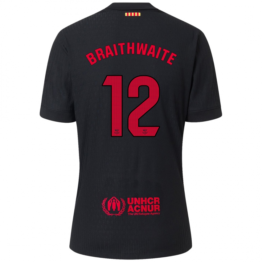 Homem Camisola Martin Braithwaite #12 Vermelho Preto Alternativa 2024/25 Camisa