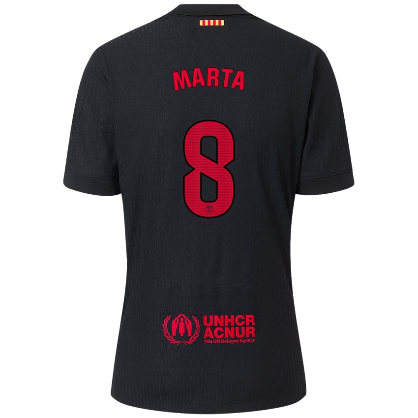 Homem Camisola Marta Torrejon #8 Vermelho Preto Alternativa 2024/25 Camisa