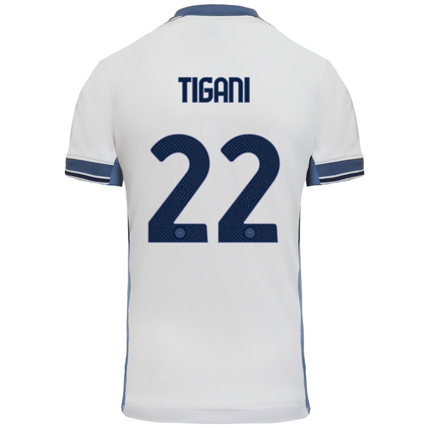 Homem Camisola Edoardo Tigani #22 Cinzento Branco Alternativa 2024/25 Camisa