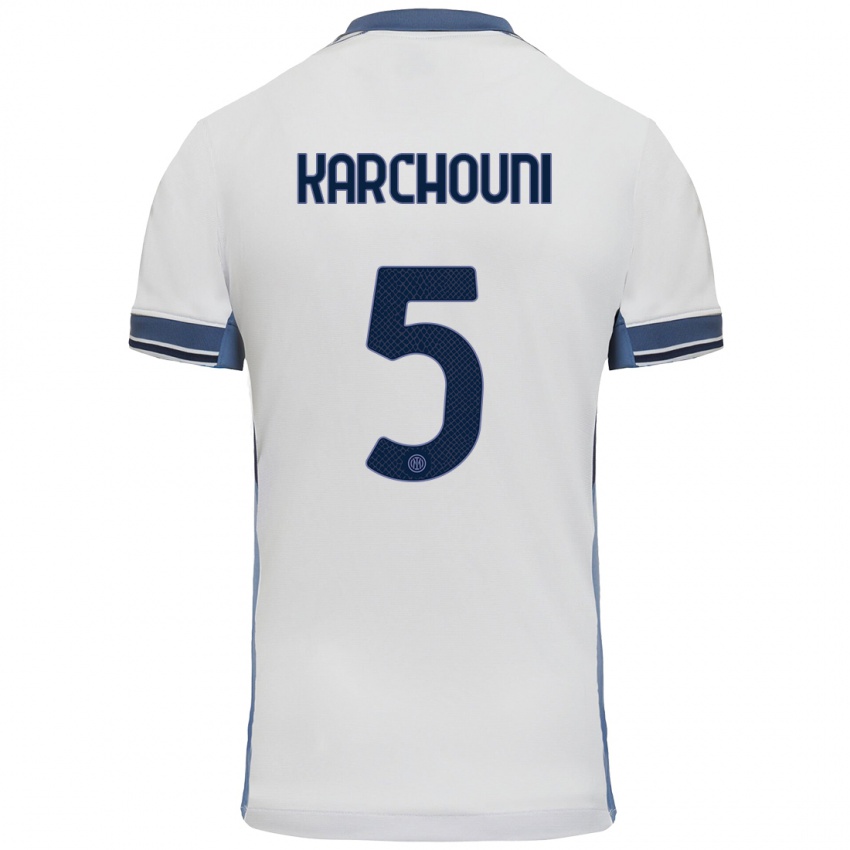 Homem Camisola Ghoutia Karchouni #5 Cinzento Branco Alternativa 2024/25 Camisa