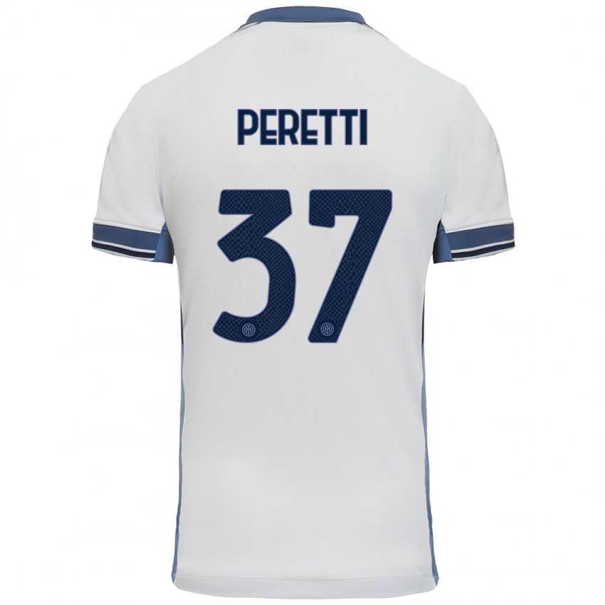 Homem Camisola Lorenzo Peretti #37 Cinzento Branco Alternativa 2024/25 Camisa