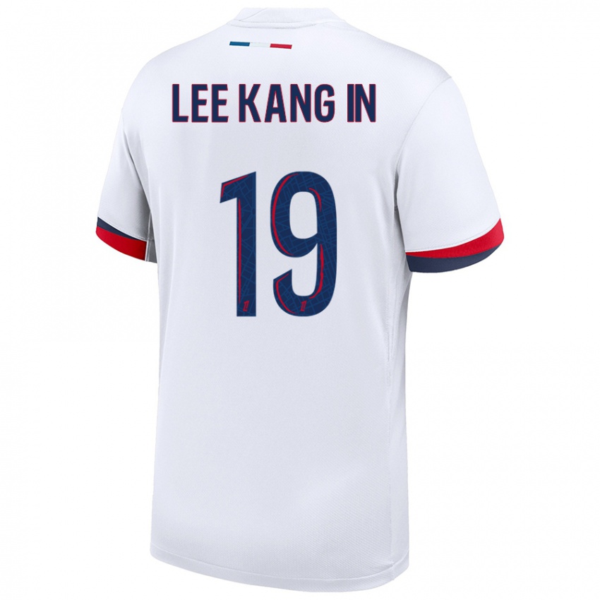 Homem Camisola Kang-In Lee #19 Azul Branco Vermelho Alternativa 2024/25 Camisa