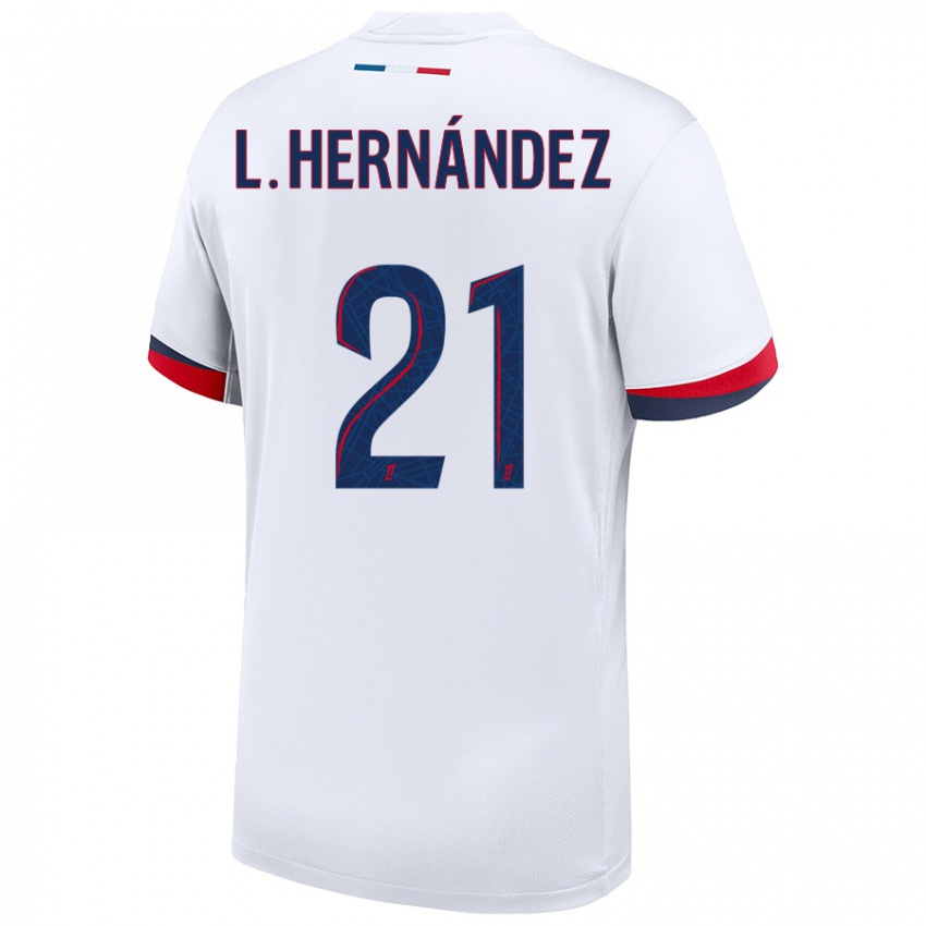 Homem Camisola Lucas Hernandez #21 Azul Branco Vermelho Alternativa 2024/25 Camisa