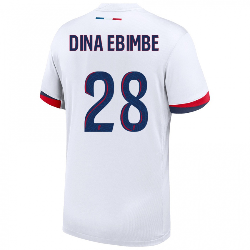 Homem Camisola Eric Junior Dina Ebimbe #28 Azul Branco Vermelho Alternativa 2024/25 Camisa