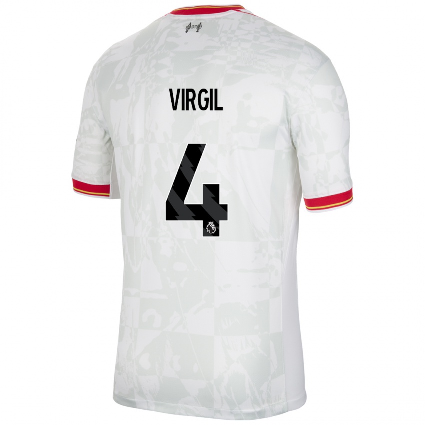 Homem Camisola Virgil Van Dijk #4 Branco Vermelho Preto Terceiro 2024/25 Camisa