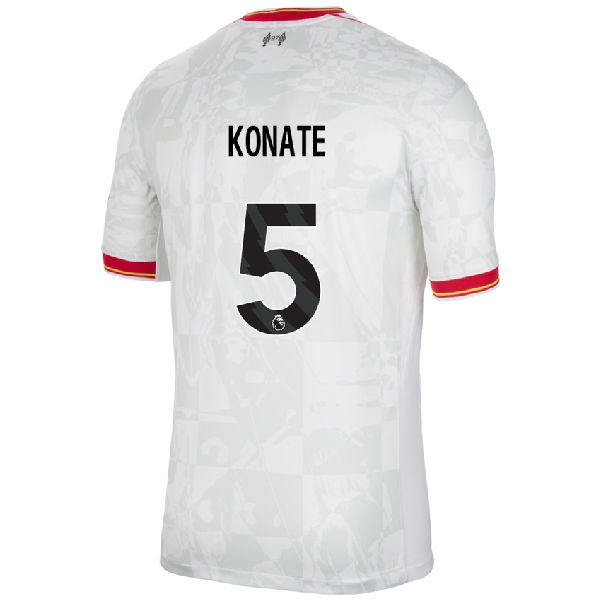 Homem Camisola Ibrahima Konate #5 Branco Vermelho Preto Terceiro 2024/25 Camisa