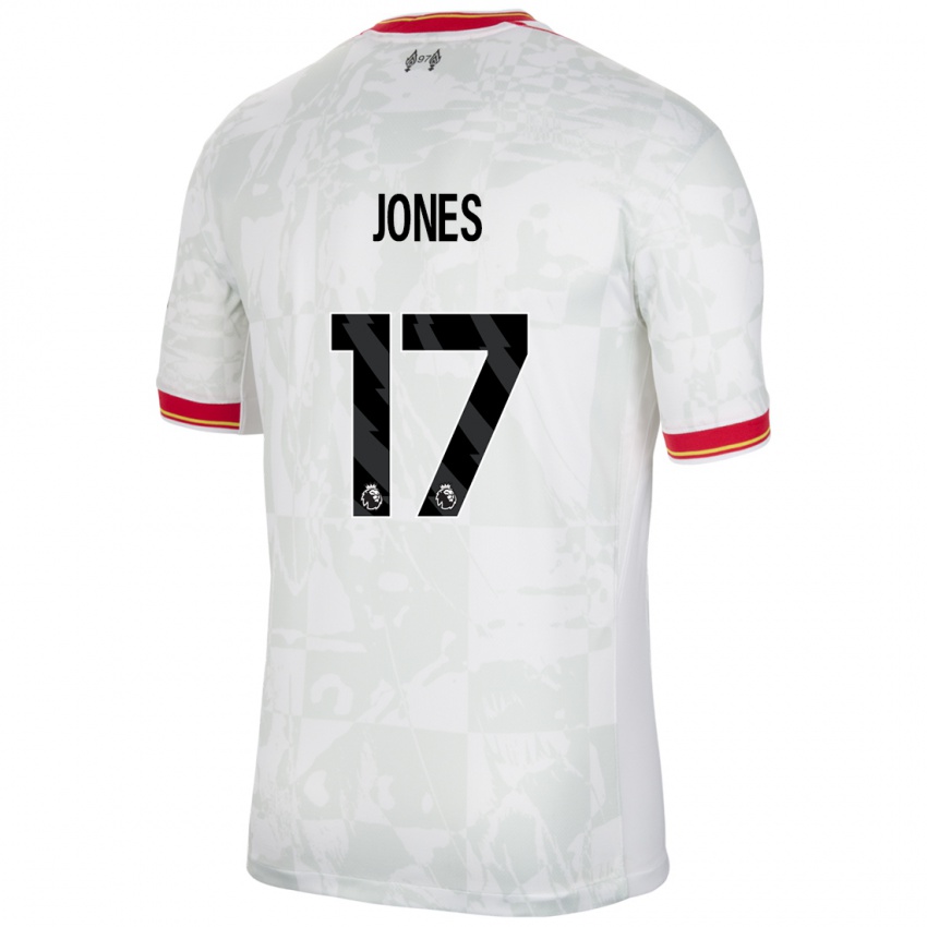 Homem Camisola Curtis Jones #17 Branco Vermelho Preto Terceiro 2024/25 Camisa