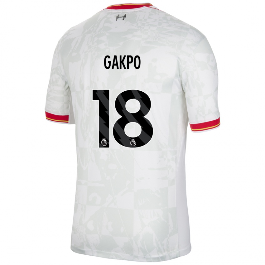 Homem Camisola Cody Gakpo #18 Branco Vermelho Preto Terceiro 2024/25 Camisa