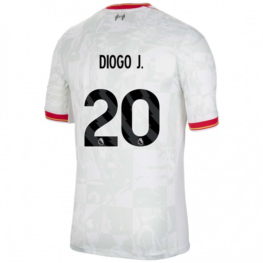 Homem Camisola Diogo Jota #20 Branco Vermelho Preto Terceiro 2024/25 Camisa