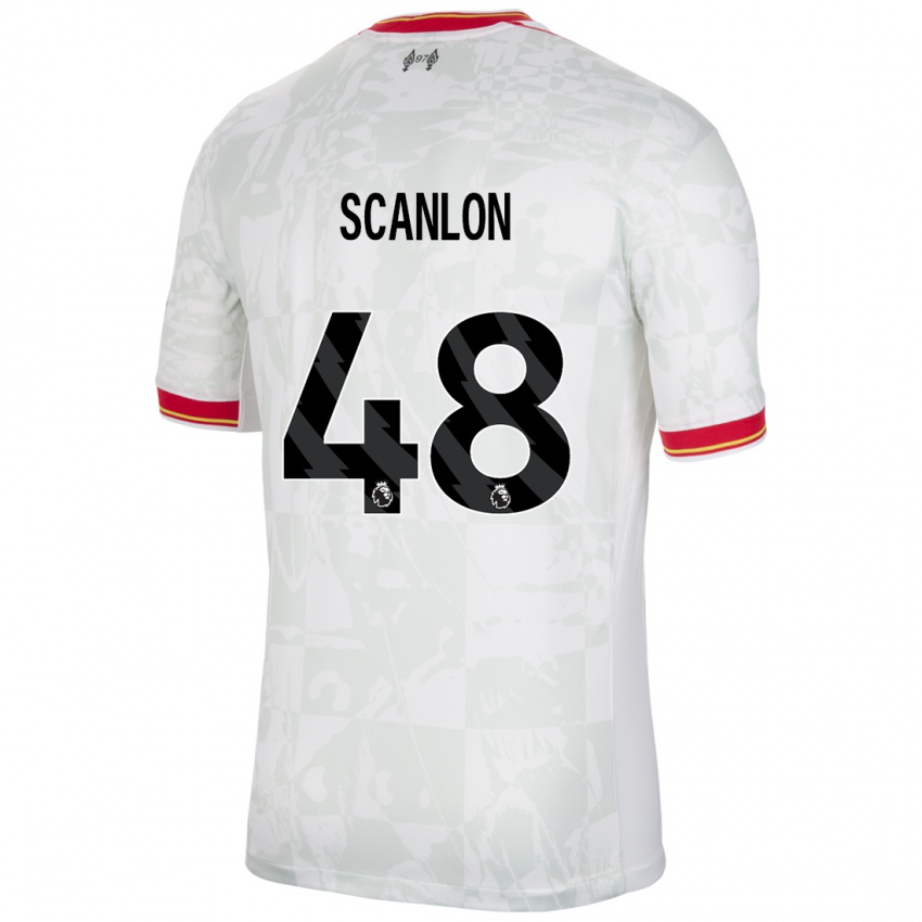 Homem Camisola Calum Scanlon #48 Branco Vermelho Preto Terceiro 2024/25 Camisa